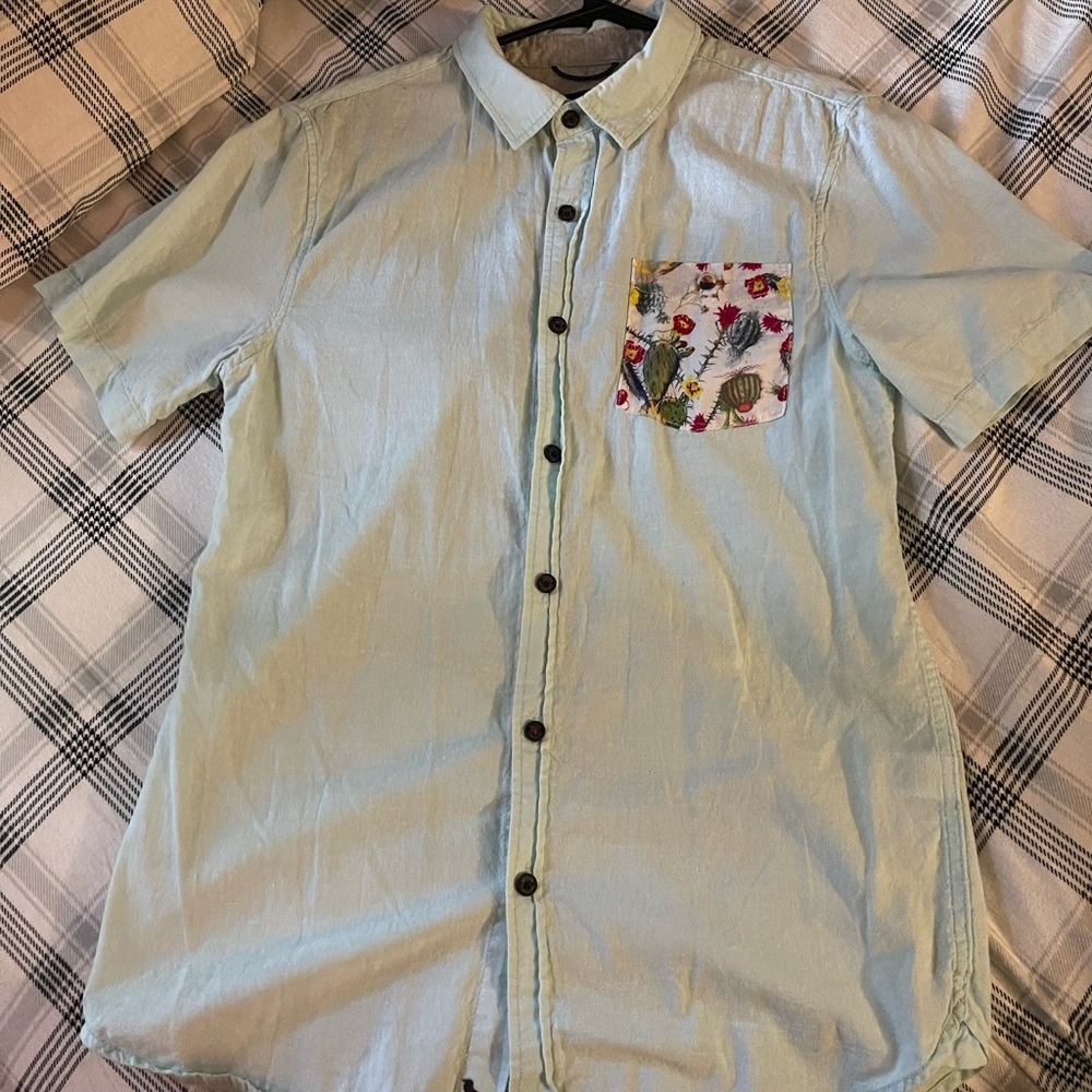 Modern Amusement Blue Short Sleeve Collared Shirt